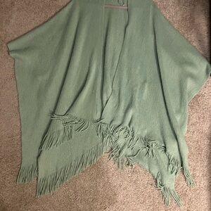 LC Lauren Conrad Mint Fringe Poncho